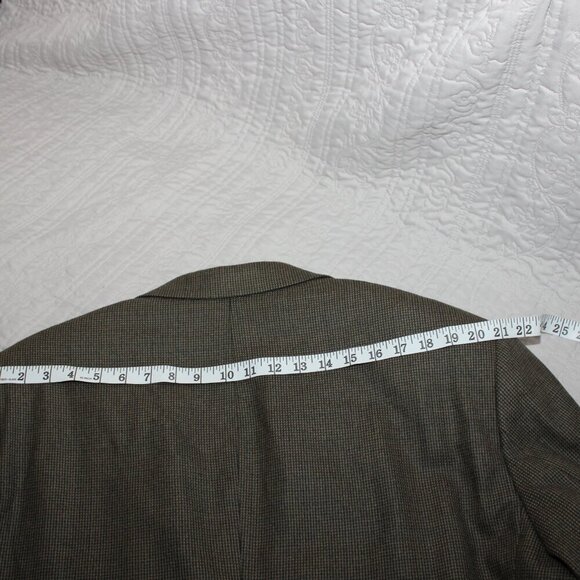 Lauren Ralph Lauren Mens Wool Suit Jacket Sport Coat Green Brown Houndstooth 48R - Picture 12 of 13